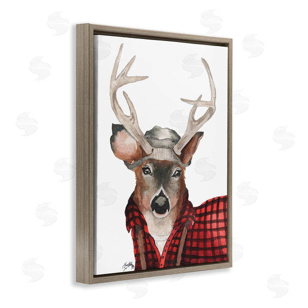 Stupell Industries Elizabeth Medley | Lumberjack Buck Deer With Beanie Red Plaid Wall Art