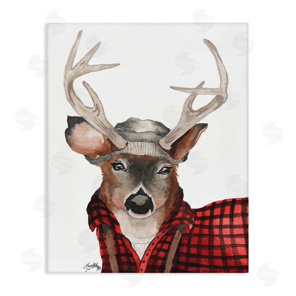 stupell industries Elizabeth Medley | Lumberjack Buck Deer with Beanie Red Plaid Wall Art