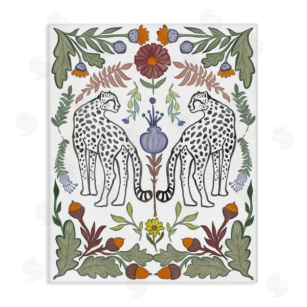 stupell industries Elizabeth Medley | Mirrored Plants with Leopards Wall Art