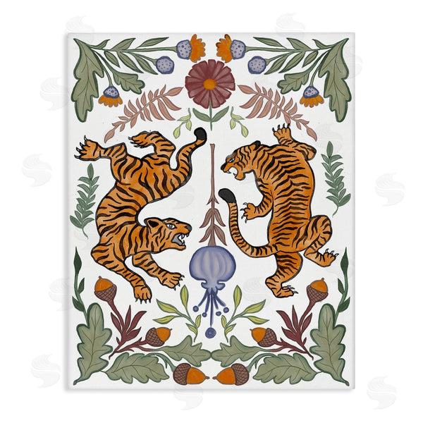 stupell industries Elizabeth Medley | Mirrored Plants with Tigers Wall Art