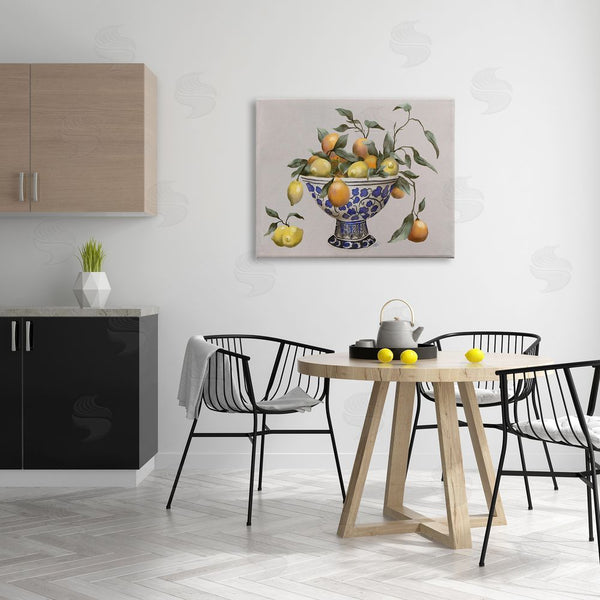 Stupell Industries Elizabeth Medley | Mixed Citrus Fruits Leaves Patterned Pottery Bowl Wall Art