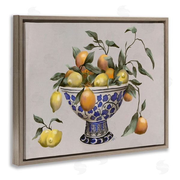 Stupell Industries Elizabeth Medley | Mixed Citrus Fruits Leaves Patterned Pottery Bowl Wall Art