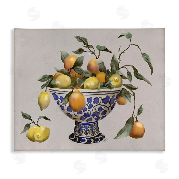 stupell industries Elizabeth Medley | Mixed Citrus Fruits Leaves Patterned Pottery Bowl Wall Art