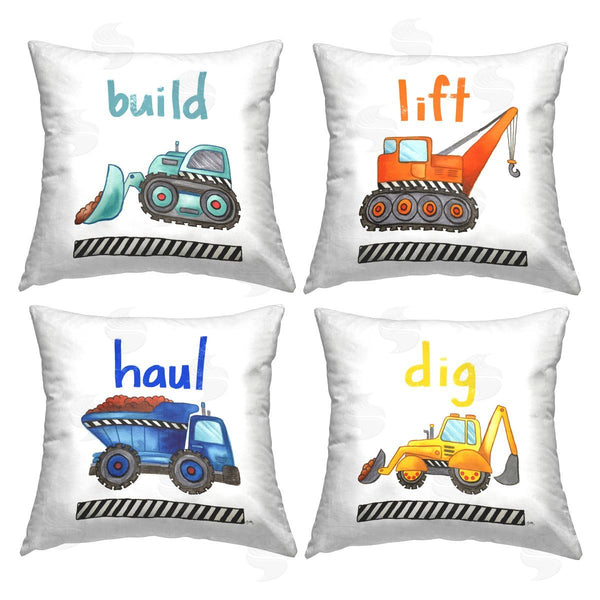 stupell industries Elizabeth Medley | Mixed Construction Vehicles Printed Throw Pillow Set