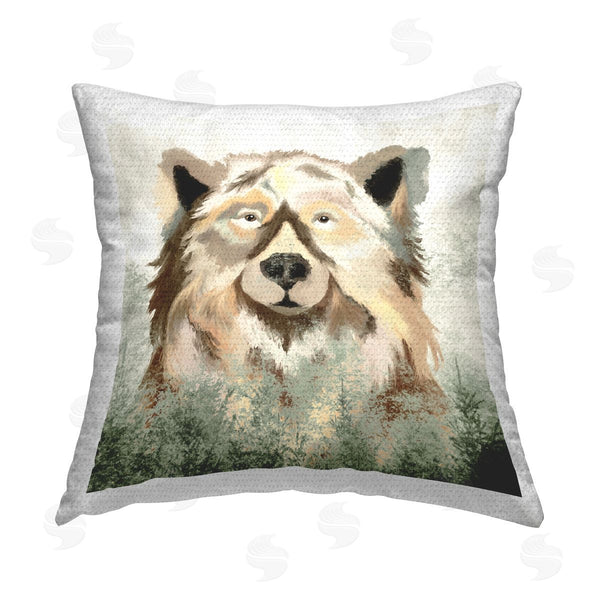 Stupell Industries Elizabeth Medley | Mountain Brown Bear Trees Printed Throw Pillow