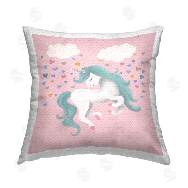 Stupell Industries Elizabeth Medley | Pastel Unicorn Rainbow Hearts Printed Throw Pillow