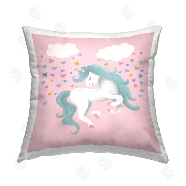 stupell industries Elizabeth Medley | Pastel Unicorn Rainbow Hearts Printed Throw Pillow