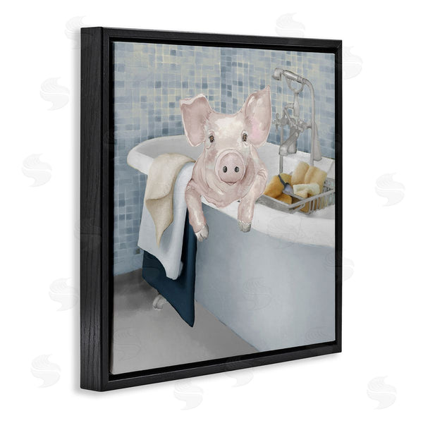 Stupell Industries Elizabeth Medley | Pig Bathing Bathroom Tub Animal Wall Art