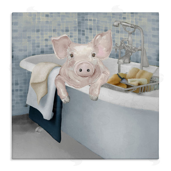 stupell industries Elizabeth Medley | Pig Bathing Bathroom Tub Animal Wall Art