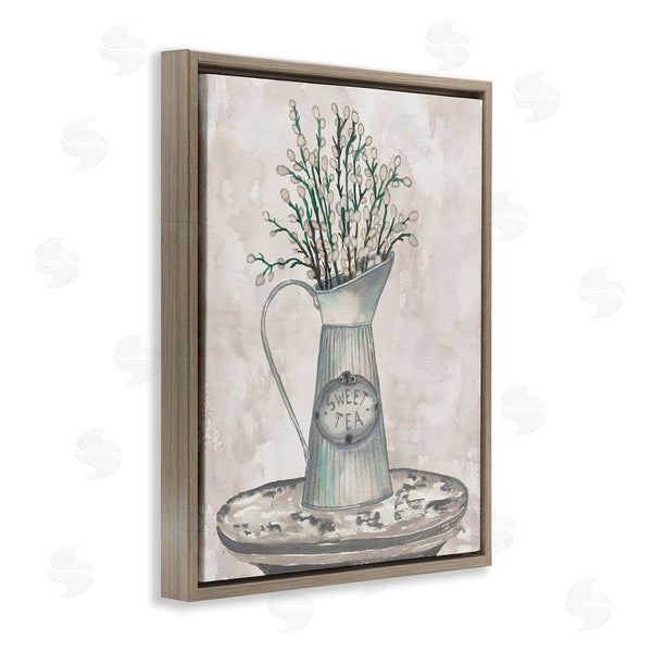 Stupell Industries Elizabeth Medley | Pussy Willow Botanicals Sweet Tea Country Jar Painting Wall Art