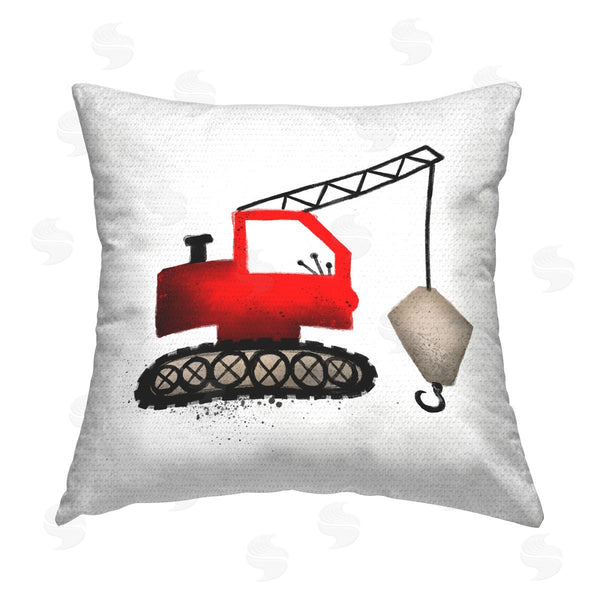 Stupell Industries Elizabeth Medley | Red Construction Crane Vehicle Printed Throw Pillow