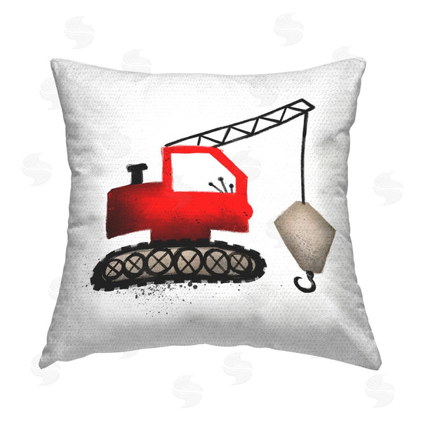 Stupell Industries Elizabeth Medley | Red Construction Vehicle Printed Throw Pillow