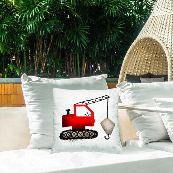 Stupell Industries Elizabeth Medley | Red Construction Vehicle Printed Throw Pillow