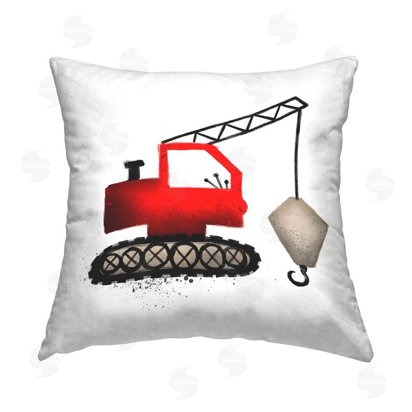 stupell industries Elizabeth Medley | Red Construction Vehicle Printed Throw Pillow