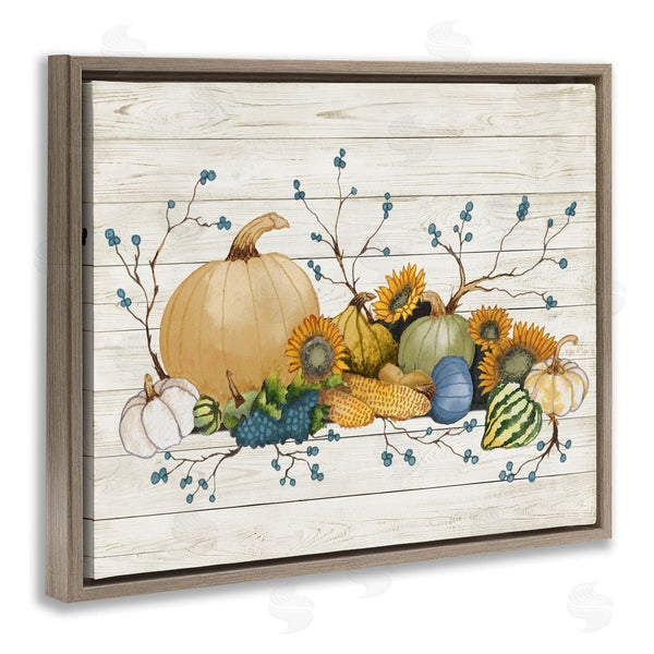 Stupell Industries Elizabeth Medley | Rustic Abundant Harvest Vegetables Fall Botanical Spread Wall Art