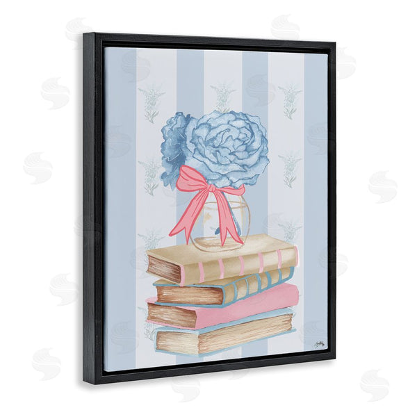 Stupell Industries Elizabeth Medley | Stacked Books & Blue Hydrangeas Wall Art
