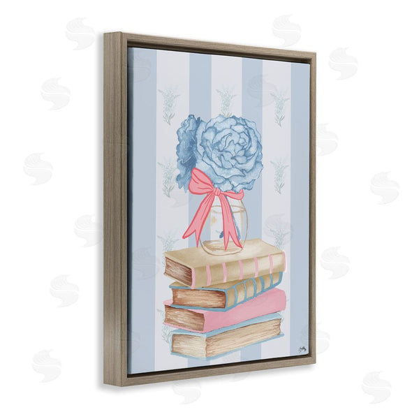 Stupell Industries Elizabeth Medley | Stacked Books & Blue Hydrangeas Wall Art