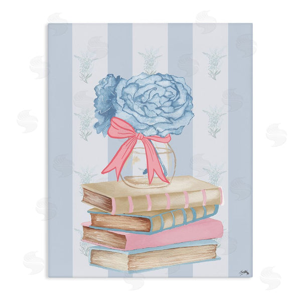 stupell industries Elizabeth Medley | Stacked Books & Blue Hydrangeas Wall Art