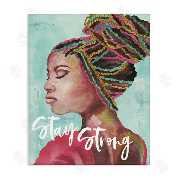 stupell industries Elizabeth Medley | Stay Strong Inspirational Powerful Woman Braided Hair Wall Art