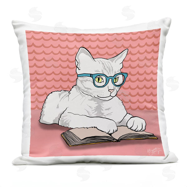 Stupell Industries Elizabeth Medley | Studious Cat Reading Printed Throw Pillow