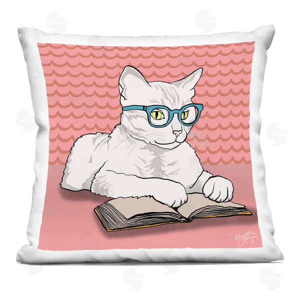 stupell industries Elizabeth Medley | Studious Cat Reading Printed Throw Pillow