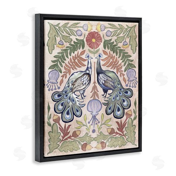 Stupell Industries Elizabeth Medley | Symmetrical Peacock & Flower Pattern Wall Art