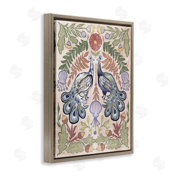 Stupell Industries Elizabeth Medley | Symmetrical Peacock & Flower Pattern Wall Art