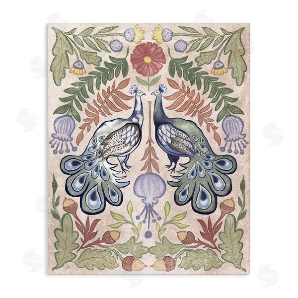 stupell industries Elizabeth Medley | Symmetrical Peacock & Flower Pattern Wall Art