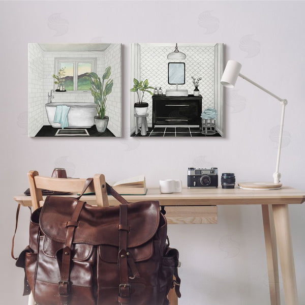 Stupell Industries Elizabeth Medley | Tranquil Bathroom Interior Scene Tub Sink Wall Art