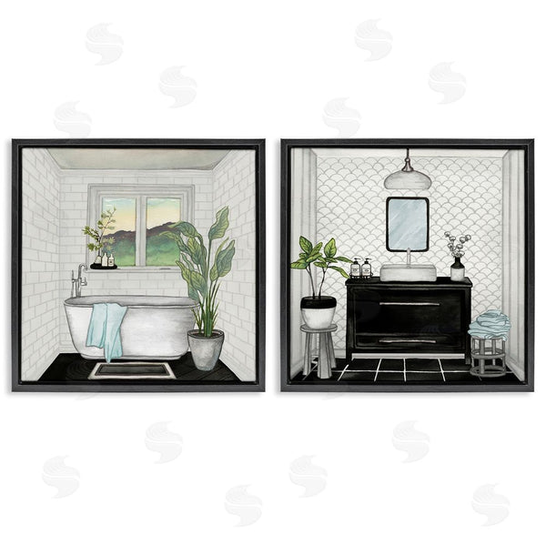 Stupell Industries Elizabeth Medley | Tranquil Bathroom Interior Scene Tub Sink Wall Art