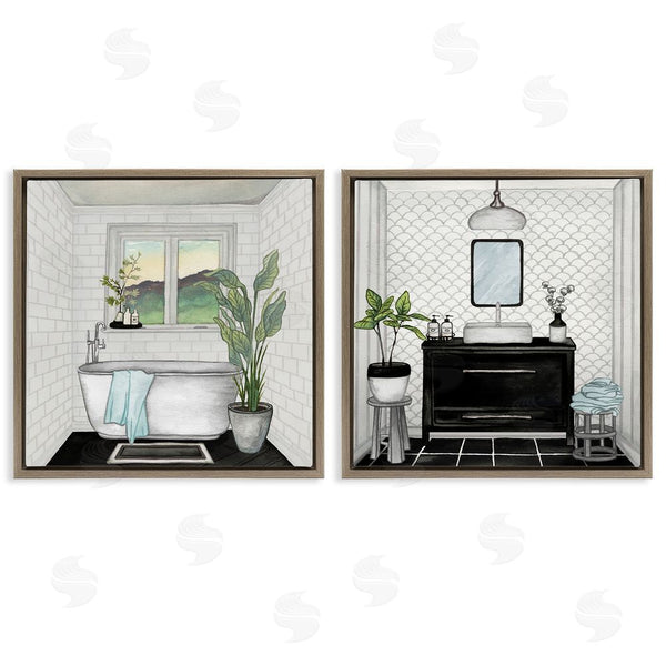 Stupell Industries Elizabeth Medley | Tranquil Bathroom Interior Scene Tub Sink Wall Art