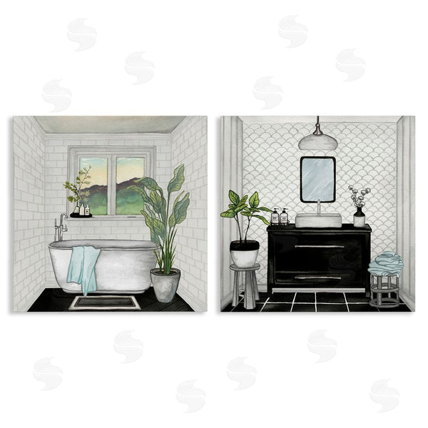 stupell industries Elizabeth Medley | Tranquil Bathroom Interior Scene Tub Sink Wall Art