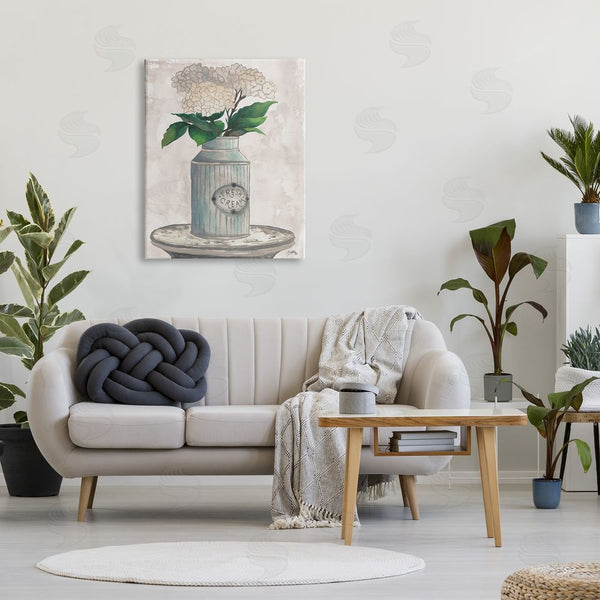 Stupell Industries Elizabeth Medley | White Hydrangea Flowers Fresh Cream Country Tin Painting Wall Art