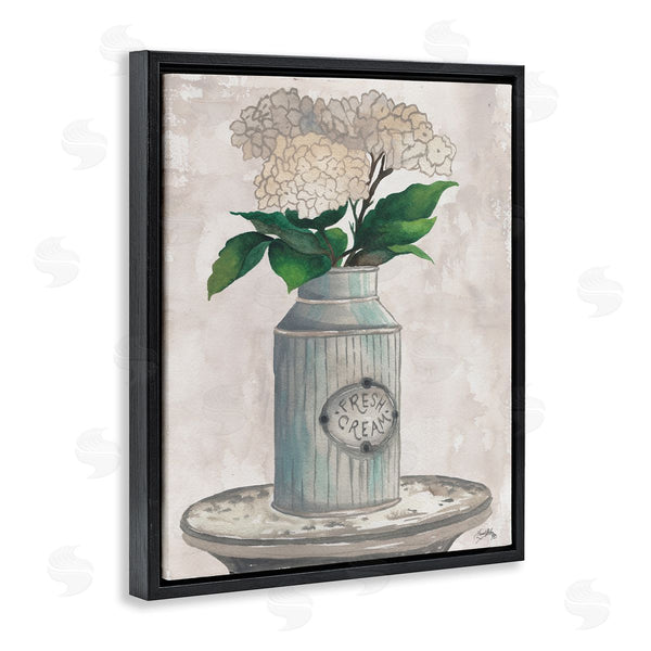 Stupell Industries Elizabeth Medley | White Hydrangea Flowers Fresh Cream Country Tin Painting Wall Art