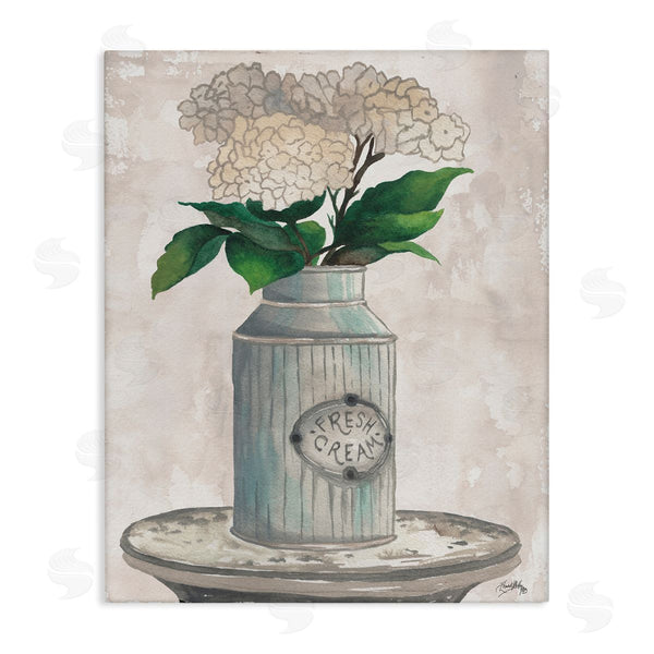 stupell industries Elizabeth Medley | White Hydrangea Flowers Fresh Cream Country Tin Painting Wall Art