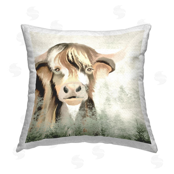 Stupell Industries Elizabeth Medley | Wild Cattle Trees Collaged Printed Throw Pillow
