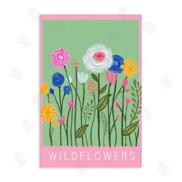 stupell industries Elizabeth Medley | Wild Flowers with Pink Border Wall Art