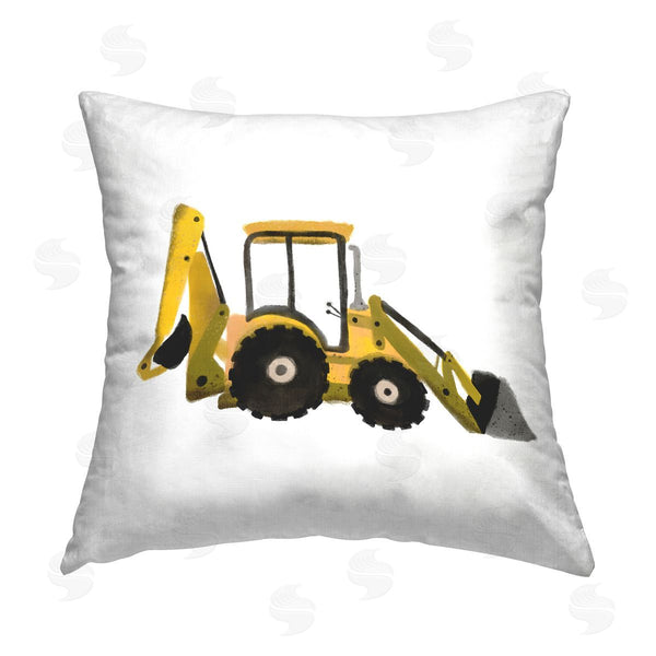 stupell industries Elizabeth Medley | Yellow Bulldozer Construction Printed Throw Pillow