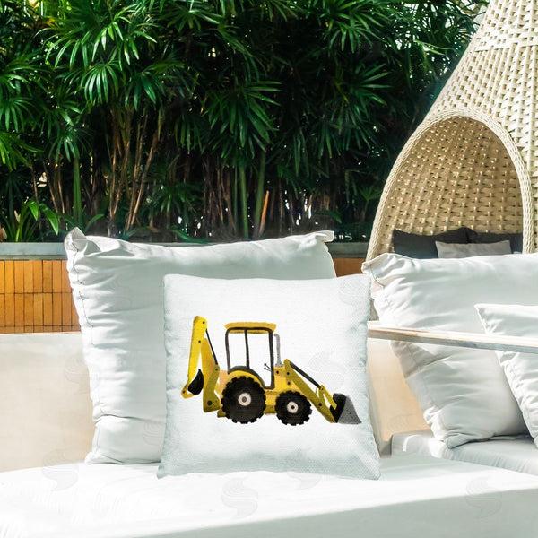 Stupell Industries Elizabeth Medley | Yellow Simple Bulldozer Printed Throw Pillow