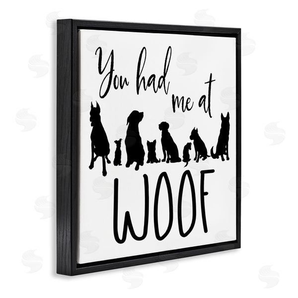 Stupell Industries Elizabeth Medley | You Had Me At Woof Silhouette Phrase Wall Art