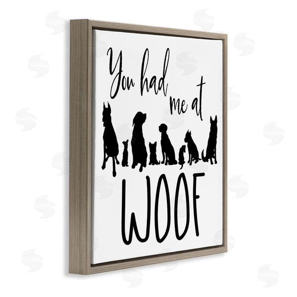 Stupell Industries Elizabeth Medley | You Had Me At Woof Silhouette Phrase Wall Art