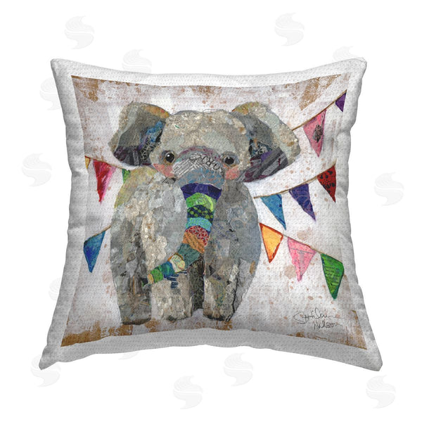 Stupell Industries Elizabeth St. Hilaire | Elephant & Garlands Printed Throw Pillow