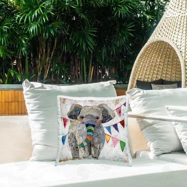 Stupell Industries Elizabeth St. Hilaire | Elephant & Garlands Printed Throw Pillow