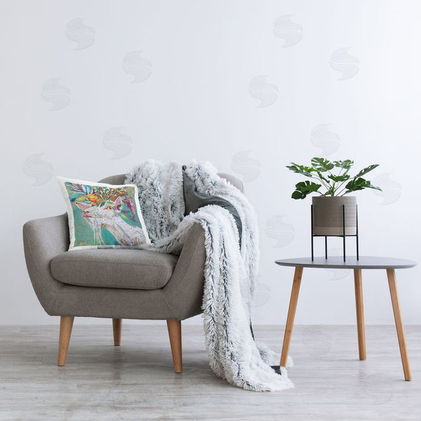 Stupell Industries Elizabeth St. Hilaire | Patterned Floral Goat Printed Throw Pillow