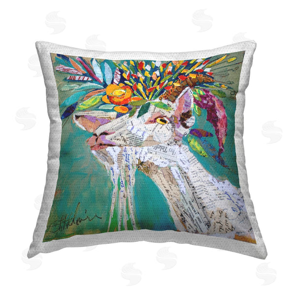 Stupell Industries Elizabeth St. Hilaire | Patterned Floral Goat Printed Throw Pillow