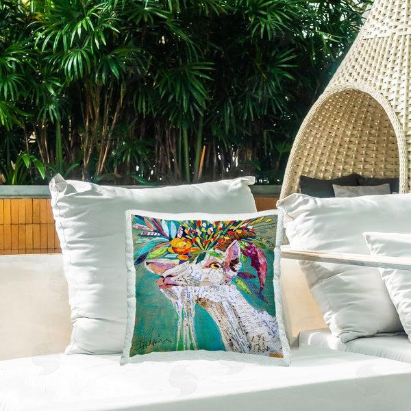 Stupell Industries Elizabeth St. Hilaire | Patterned Floral Goat Printed Throw Pillow