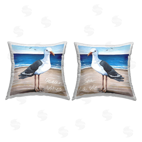 Stupell Industries Elizabeth Tyndall | Beach Lover Seagull Printed Throw Pillow Set