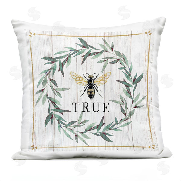 Stupell Industries Elizabeth Tyndall | Bee True Sentiment Country Floral Insect Pun Printed Throw Pillow