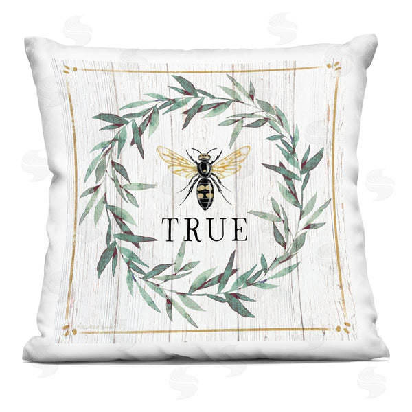 stupell industries Elizabeth Tyndall | Bee True Sentiment Country Floral Insect Pun Printed Throw Pillow