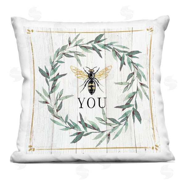 stupell industries Elizabeth Tyndall | Bee You Quote Farm Floral Insect Pun Printed Throw Pillow